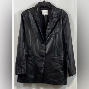 Rebecca Minkoff, Large, Black Faux Leather Polyurethane Jacket